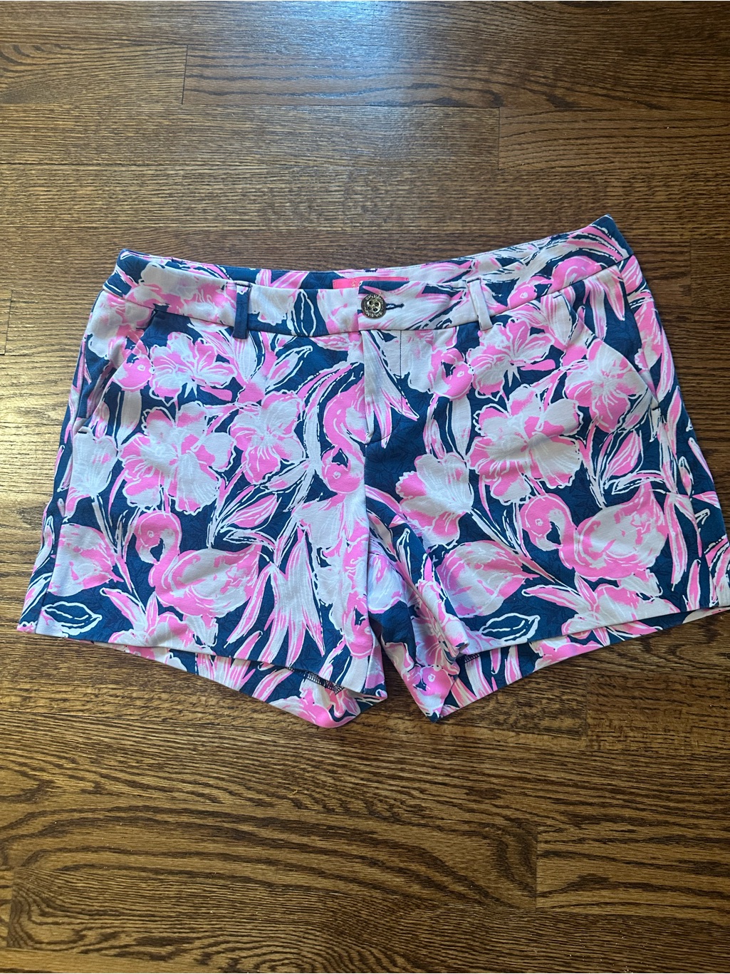 Lilly Pulitzer Inky Navy Flamingle Callahan Stretch Shorts
